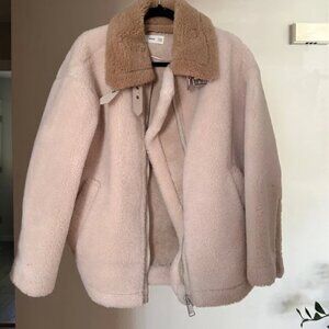 Mango beige teddy jacket in XS
